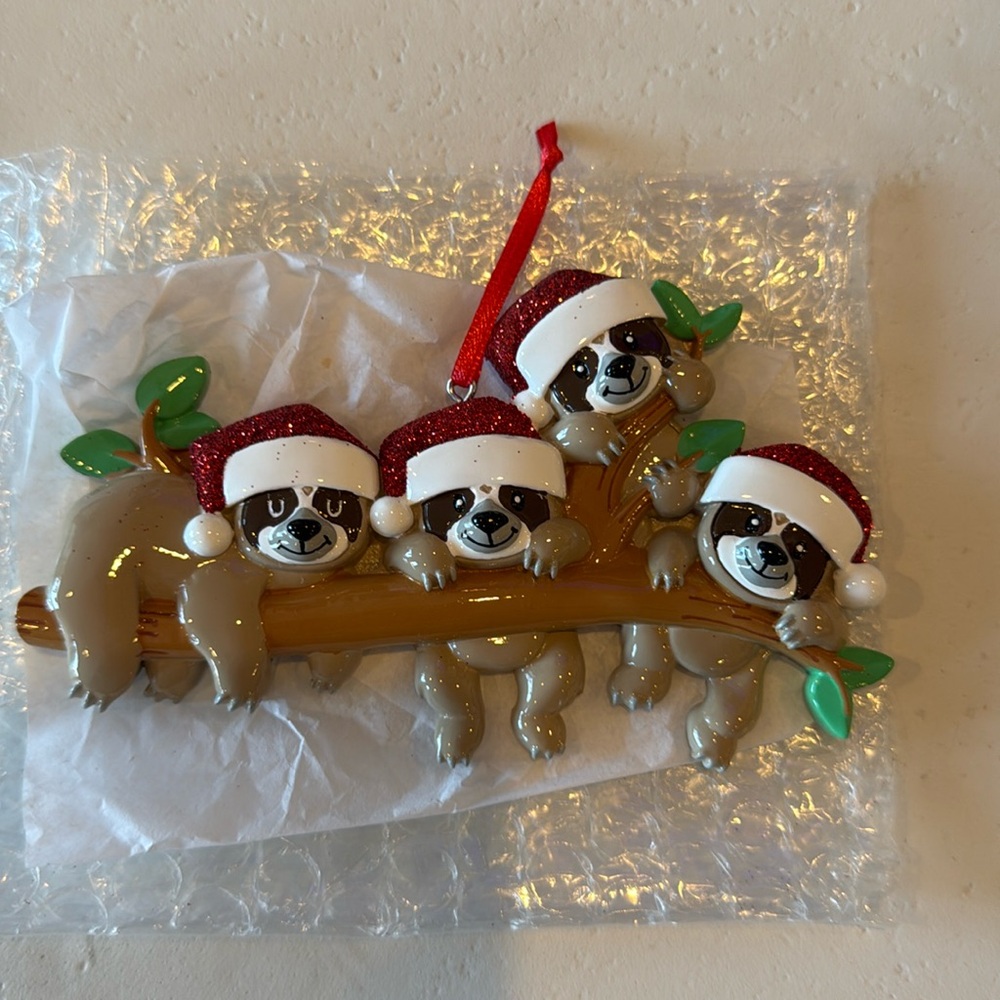 Polar X Personalized Sloth Family of 4 Ornament New